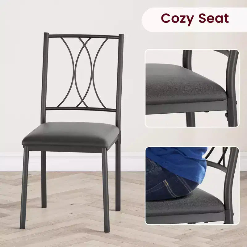 Table et chaises de cuisine, Ensemble de table à manger pour 4 avec chaises, Table à manger rectangulaire en métal et bois pour petits espaces, Appartement
