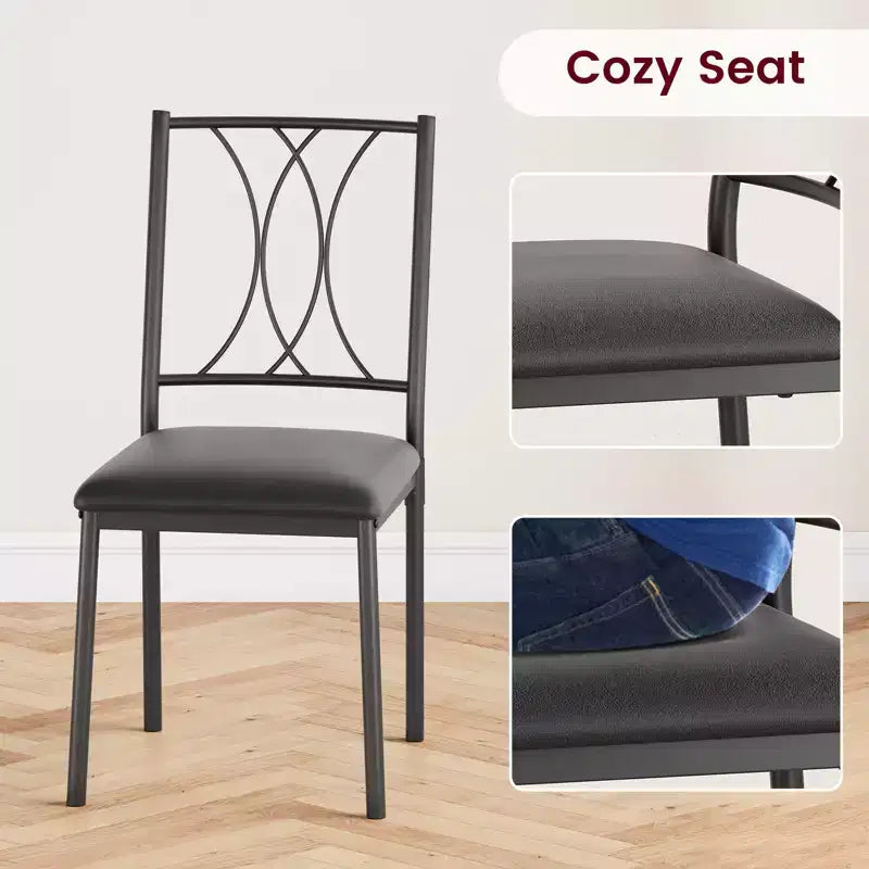 Table et chaises de cuisine, Ensemble de table à manger pour 4 avec chaises, Table à manger rectangulaire en métal et bois pour petits espaces, Appartement