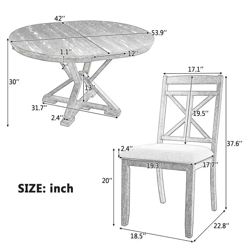 Ensemble de salle à manger GDFStudio Nelson 5 pièces avec table extensible et chaises rembourrées