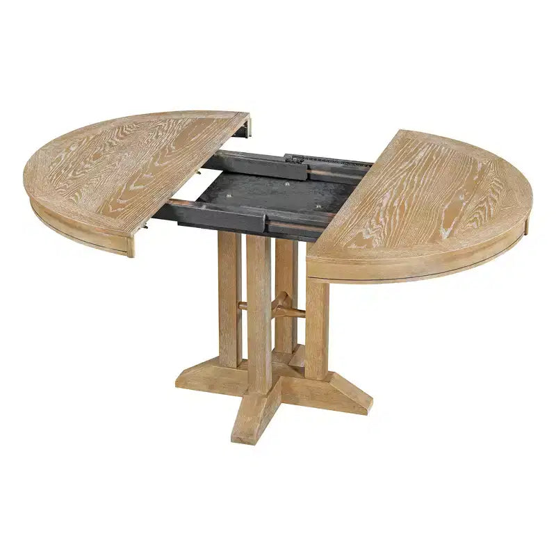 GDFStudio Salome – Ensemble de salle à manger 5 pièces avec table ronde extensible et chaises rembourrées