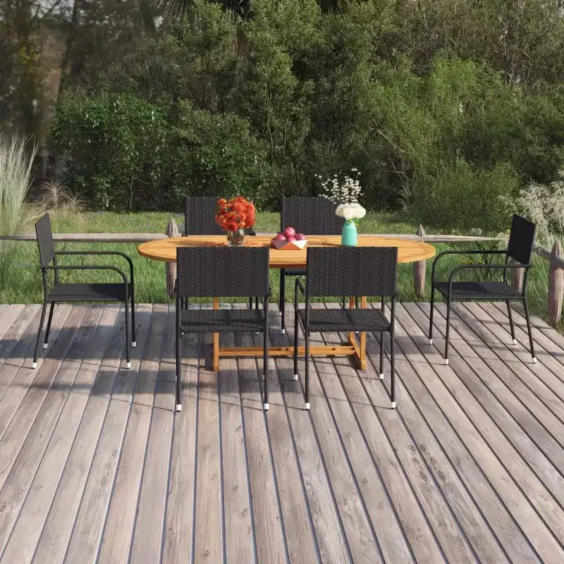 vidaXL Ensemble de salle à manger d'extérieur 7 pièces Table et chaises en résine tressée - Noir