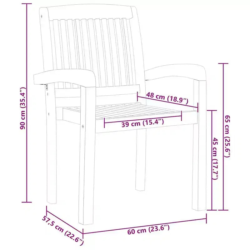 vidaXL Salon de jardin Teck naturel Bois de teck massif Standard Empilable