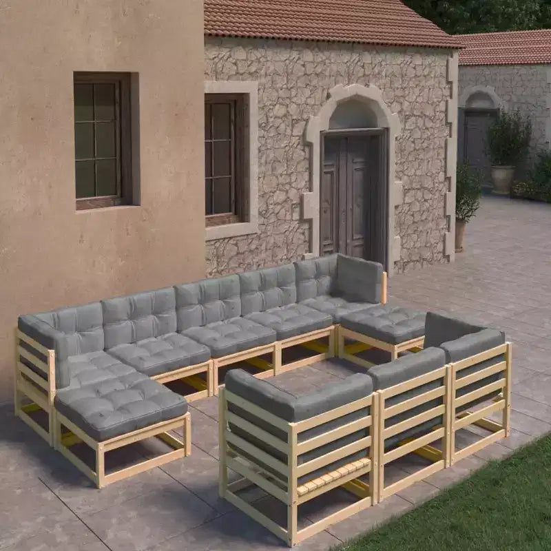 vidaXL Salon de jardin Bois de pin massif, 100% Polyester