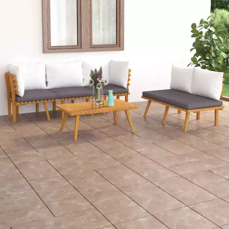 vidaXL Salon de jardin modulaire avec coussins en bois d'acacia massif