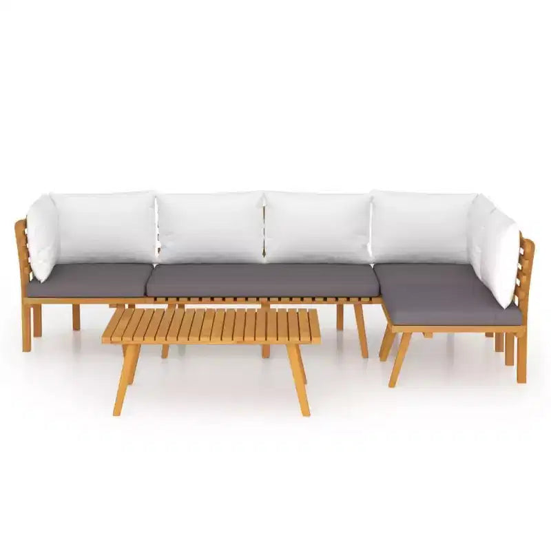 vidaXL Salon de jardin modulaire avec coussins en bois d'acacia massif