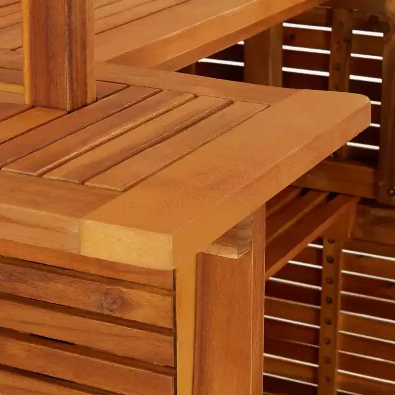 vidaXL Ensemble de bar de jardin 5 pièces en bois d'acacia Table haute d'extérieur avec toit et 4 tabourets pour jardin, terrasse, finition marron
