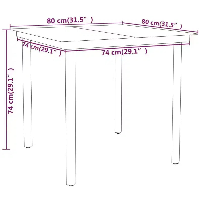 vidaXL Ensemble de salle à manger de jardin en acier noir, rotin PE Standard empilable - Noir 31.5 Longueur de la table 4 articles