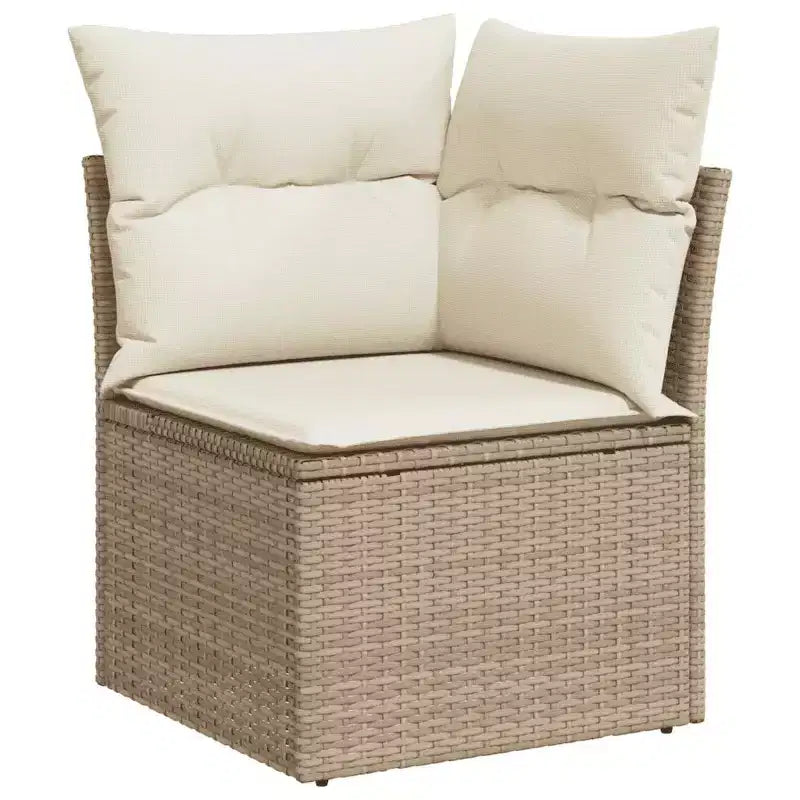 vidaXL Salon de jardin beige Rotin PE, acier, verre trempé, polyester