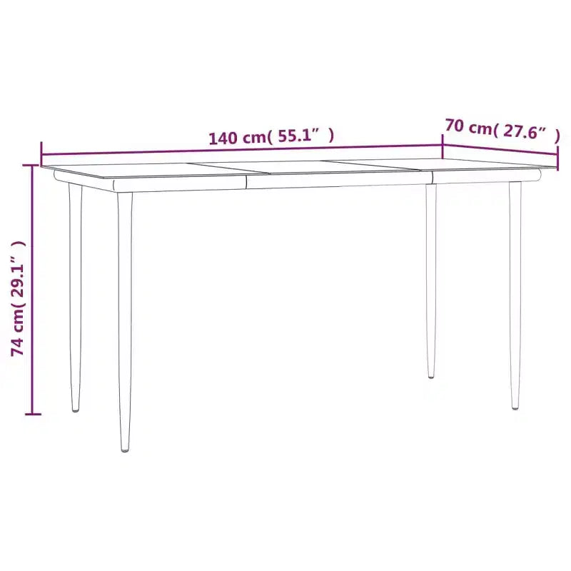 vidaXL Salon de jardin anthracite/noir en résine tressée et acier - Longueur de la table 140 cm - 4 pièces