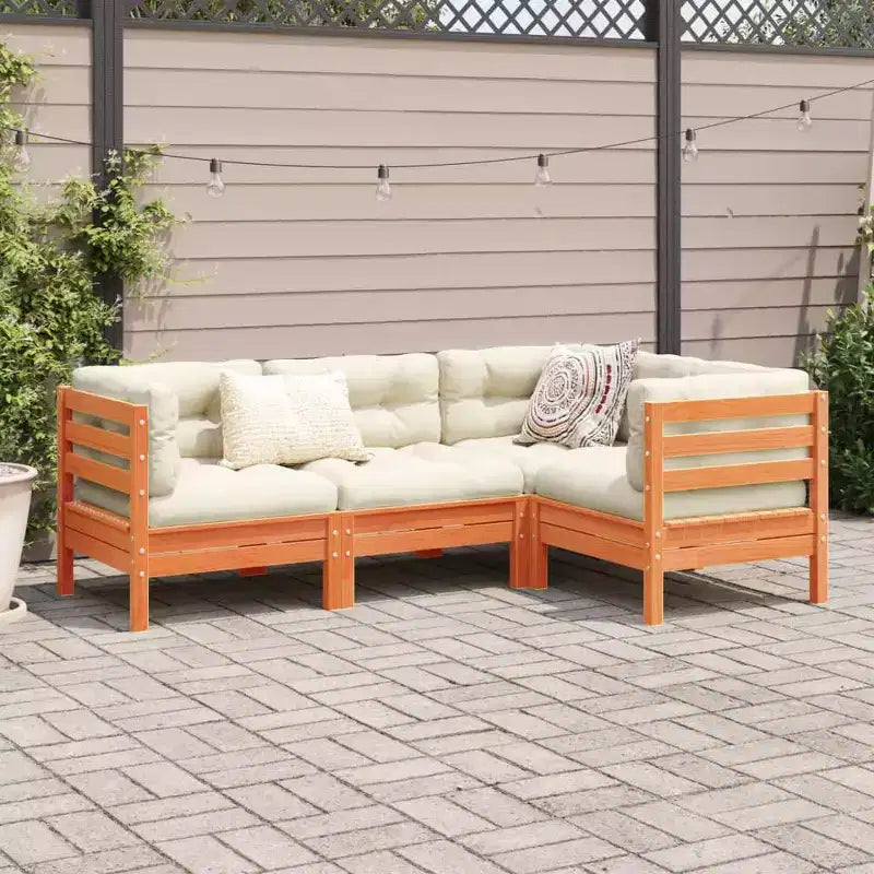 vidaXL Ensemble de canapés de jardin, marron ciré, pin massif, module moyen