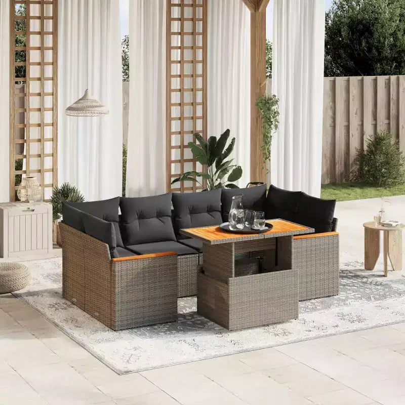 vidaXL Salon de jardin Gris Résine tressée Canapé de jardin modulable