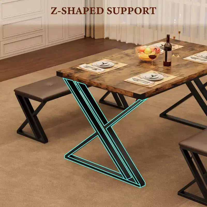 Table à manger avec 2 bancs, Ensemble de table de cuisine pour 4 personnes, Coin repas moderne avec banc rembourré, Ensemble table de salle à manger, Table de 110 cm de long