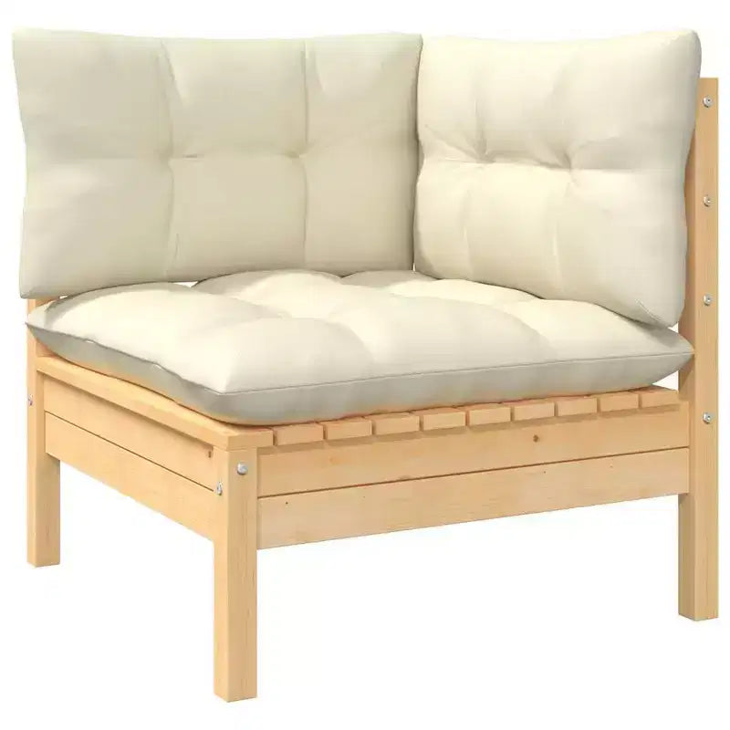 vidaXL Salon de jardin crème Bois de pin massif, tissu (100 % polyester)