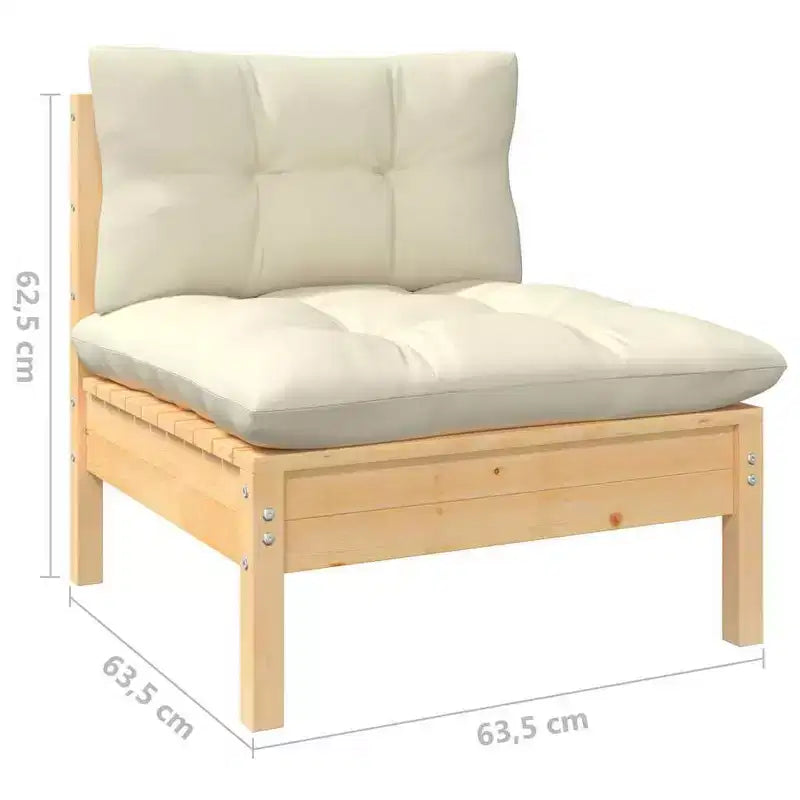 vidaXL Salon de jardin crème Bois de pin massif, tissu (100 % polyester)