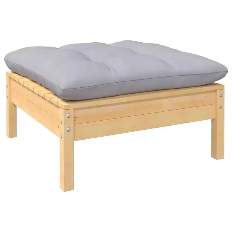 vidaXL Salon de jardin gris, Pin massif naturel, 100 % polyester