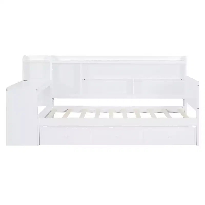 Lit de repos double/grand avec 3 tiroirs, ports USB et bureau