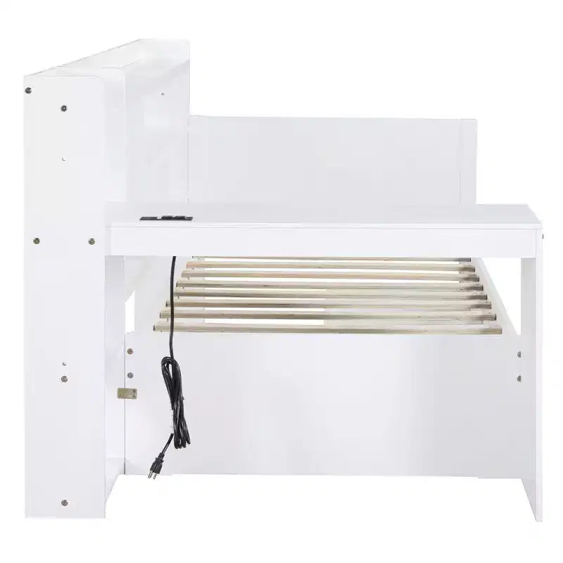 Lit de repos double/grand avec 3 tiroirs, ports USB et bureau