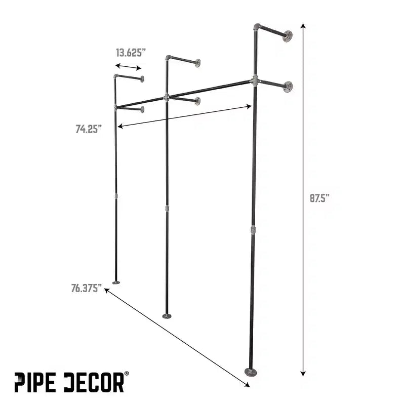 Portant mural double pour vêtements de 76,375 po