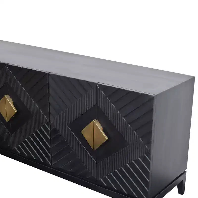 Buffet console de 55 pouces avec armoire à porte, poignées en laiton taillées en forme de diamant