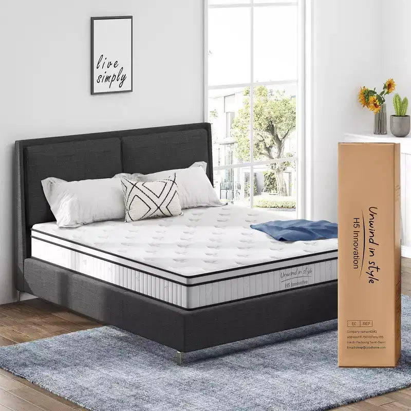 Matelas Fermeté Moyenne, Matelas Hybride avec Mousse à Mémoire de Forme et Ressorts Ensachés, Matelas en Boîte pour Enfants et Adultes
