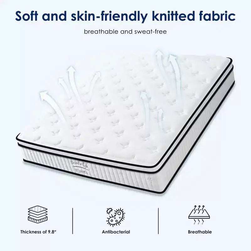 Matelas Fermeté Moyenne, Matelas Hybride avec Mousse à Mémoire de Forme et Ressorts Ensachés, Matelas en Boîte pour Enfants et Adultes