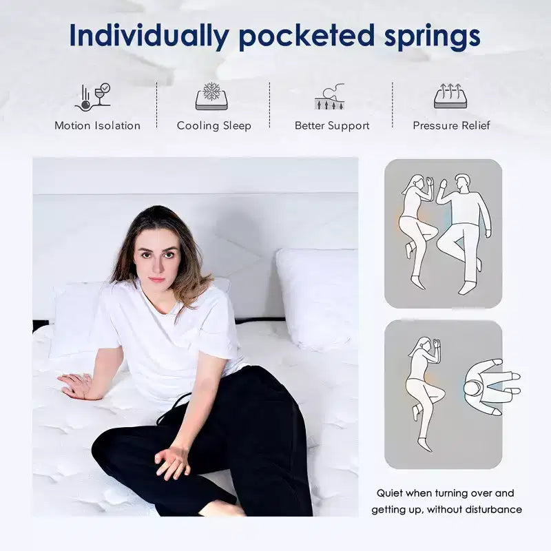 Matelas Fermeté Moyenne, Matelas Hybride avec Mousse à Mémoire de Forme et Ressorts Ensachés, Matelas en Boîte pour Enfants et Adultes