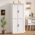Tall kitchen storage cabinet with doors and adjustable shelves, freestanding cabinet, suitable for bathrooms, dining rooms, and living rooms.