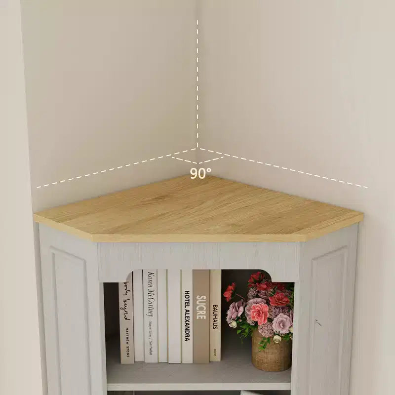 Armoire de rangement d'angle de 173 cm avec tiroir et étagères réglables