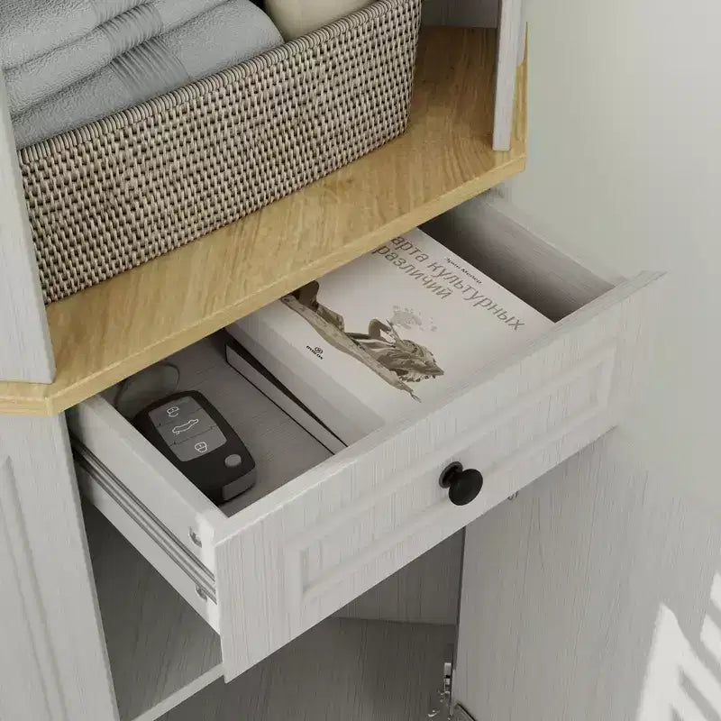 Armoire de rangement d'angle de 173 cm avec tiroir et étagères réglables