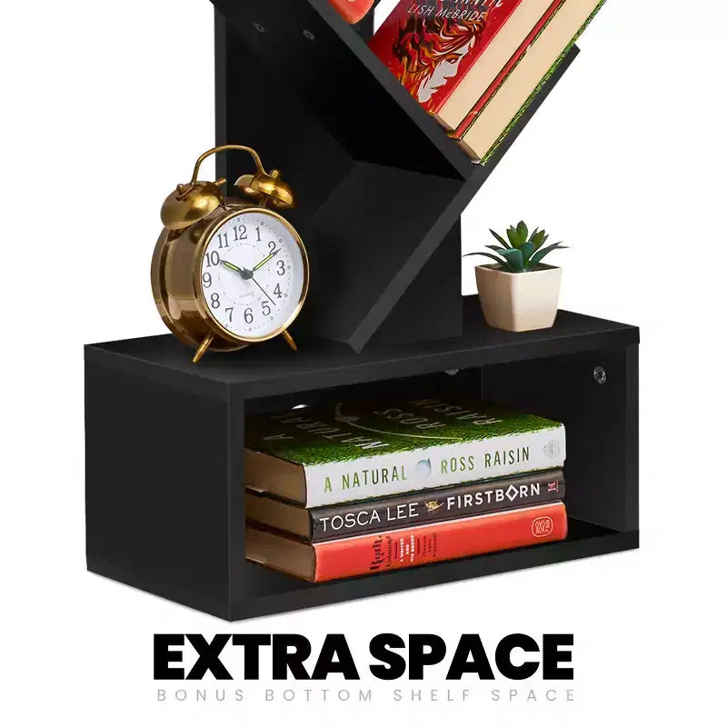 Étagère Arbre Zigzag à 7 Niveaux avec Tiroir Ouvert pour Livres, Décorations et Accessoires - Unité de Rangement Peu Encombrante pour Salon, Chambre, Bureau