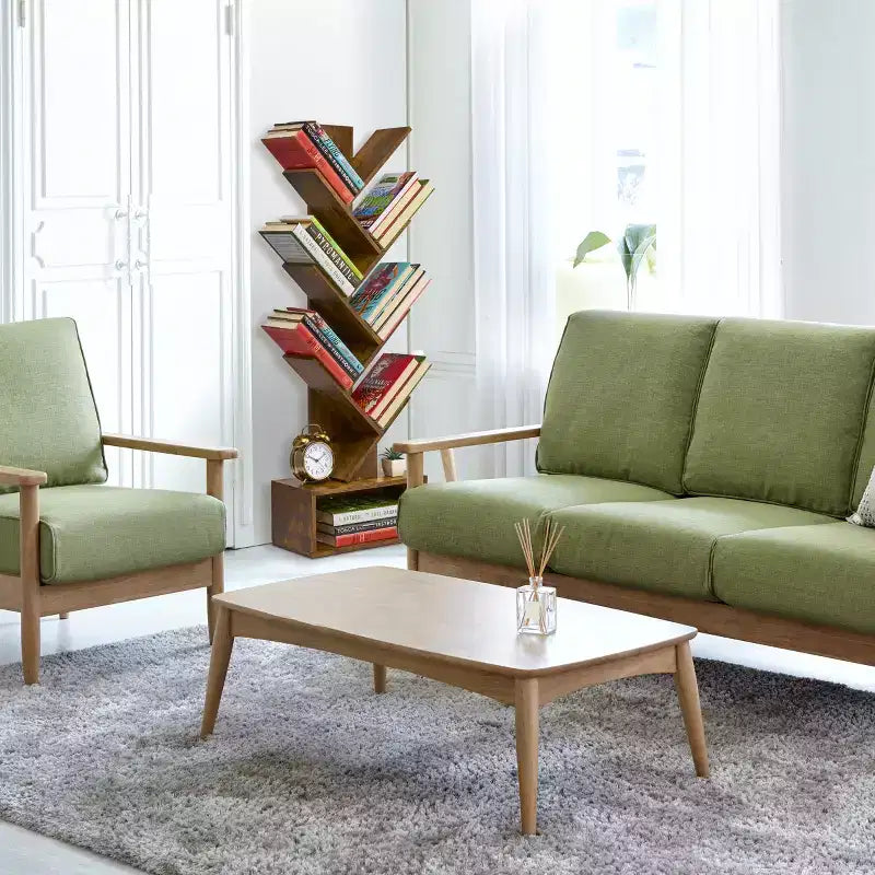 Étagère Arbre Zigzag à 7 Niveaux avec Tiroir Ouvert pour Livres, Décorations et Accessoires - Unité de Rangement Peu Encombrante pour Salon, Chambre, Bureau