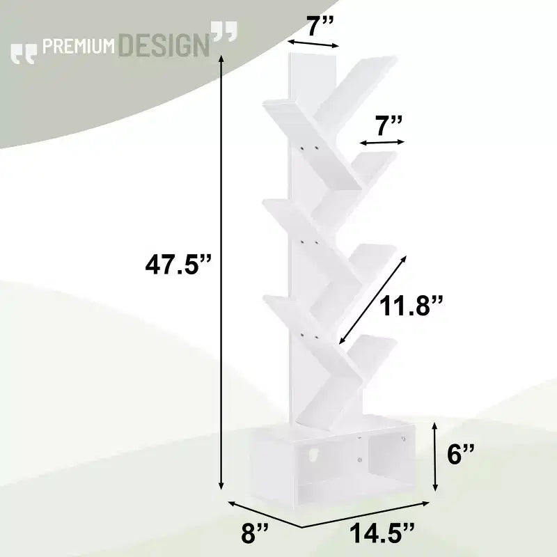 Étagère Arbre Zigzag à 7 Niveaux avec Tiroir Ouvert pour Livres, Décorations et Accessoires - Unité de Rangement Peu Encombrante pour Salon, Chambre, Bureau