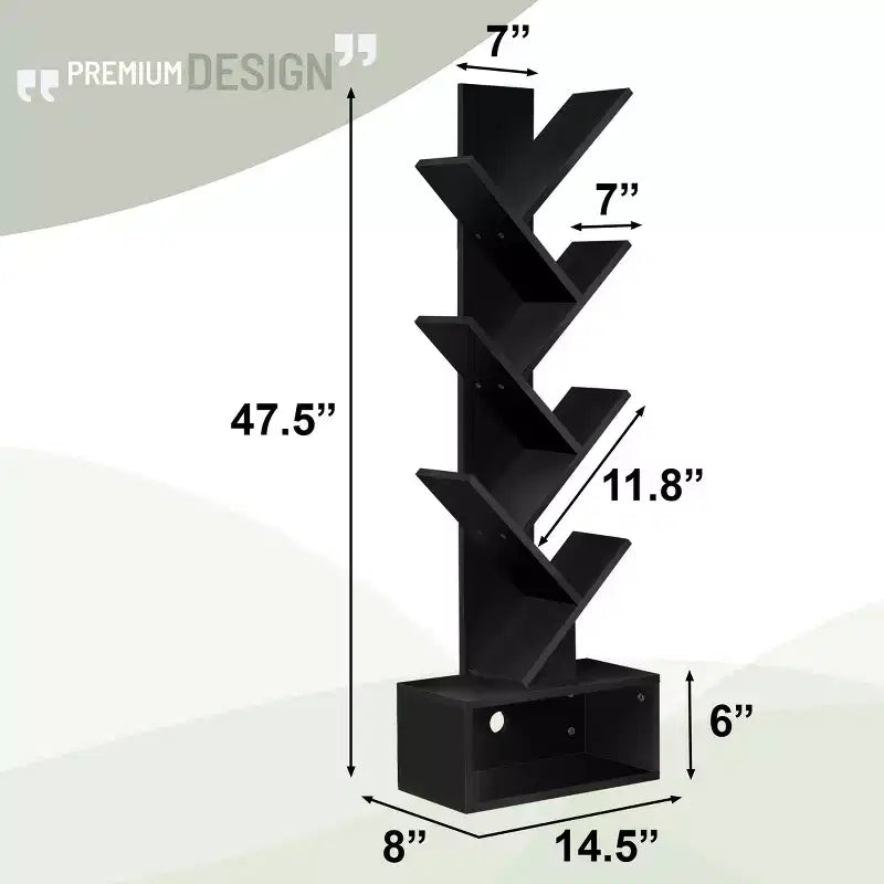 Étagère Arbre Zigzag à 7 Niveaux avec Tiroir Ouvert pour Livres, Décorations et Accessoires - Unité de Rangement Peu Encombrante pour Salon, Chambre, Bureau