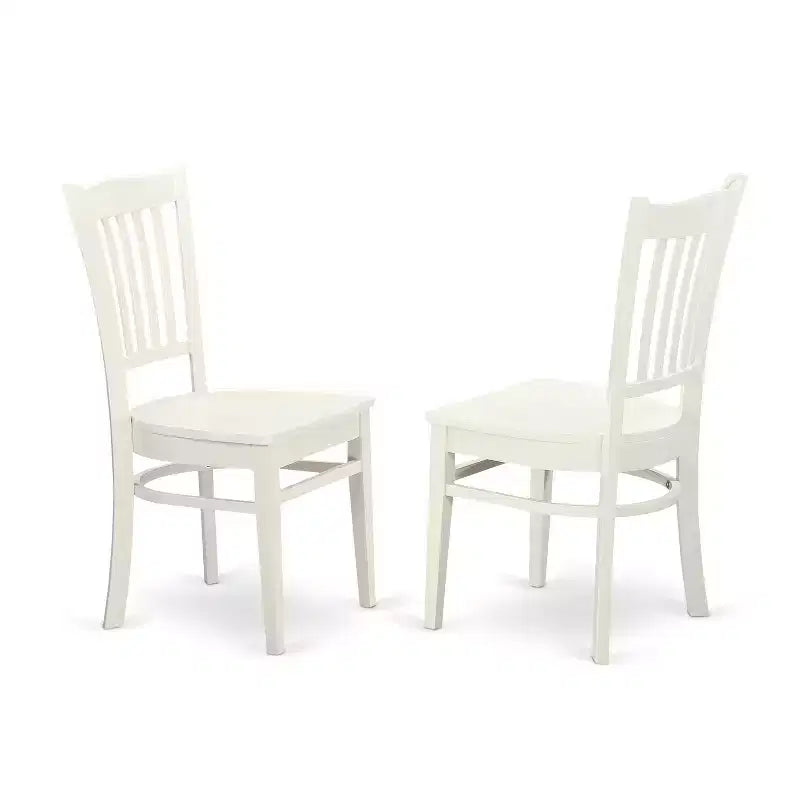Ensemble moderne de 3 pièces de cuisine à manger - Table ronde et 2 chaises - Finition blanc lin