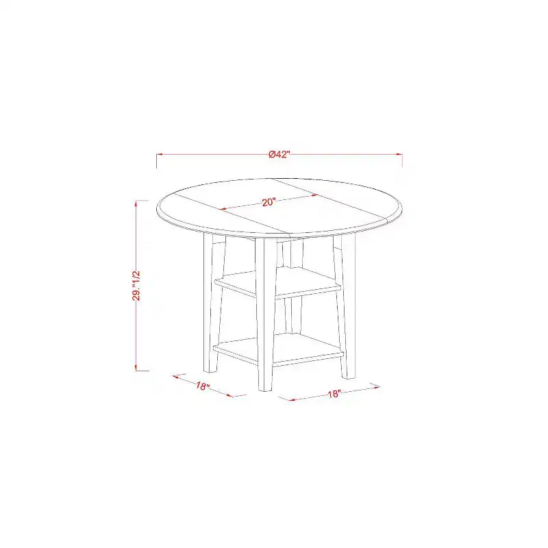Ensemble Table et Chaises Rondes 5 Pièces - Finition Cerisier Noir - Pour Cuisine et Salle à Manger