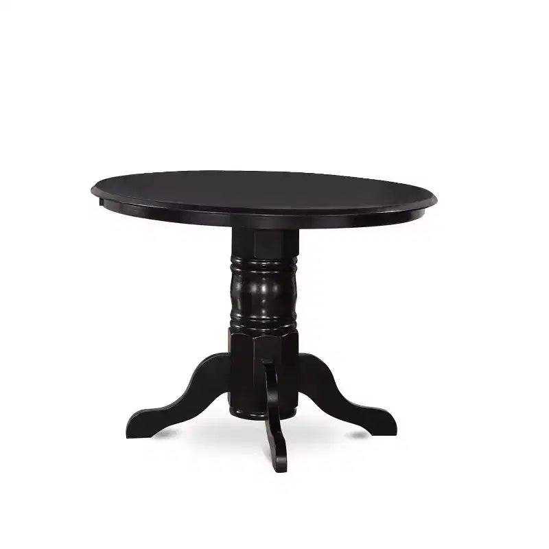Ensemble de salle à manger 3 pièces en bois massif finition noire – Dessus touffeté de boutons – 4 places
