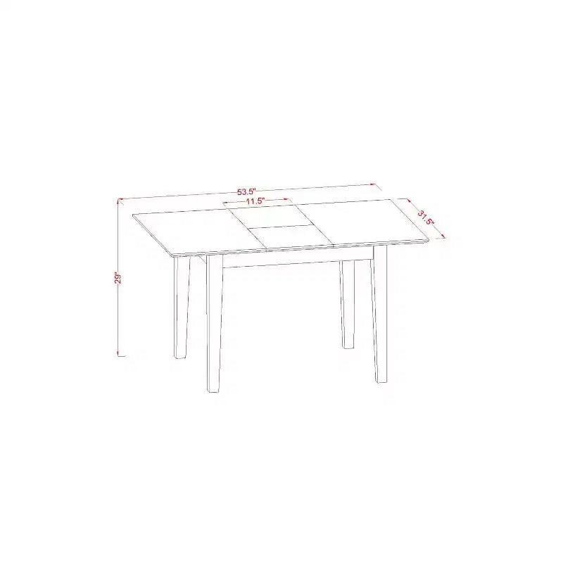 Ensemble table à dîner rectangulaire - Table à dîner 3 pièces avec rallonge papillon et 2 chaises Parsons - Rouge brique
