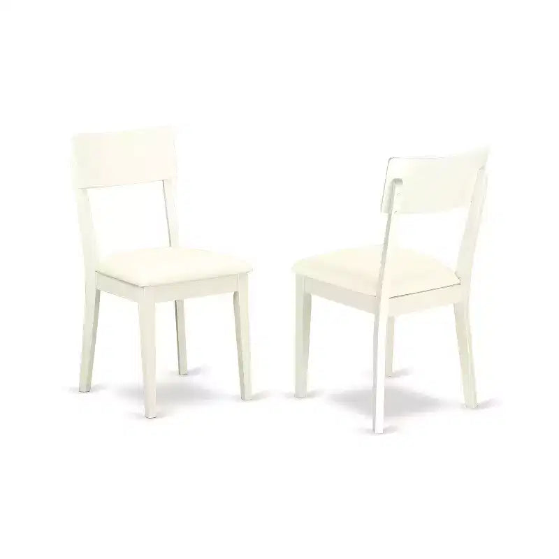 Ensemble de salle à manger 5 pièces rond avec chaises en bois et plateau en lin blanc pour petits espaces