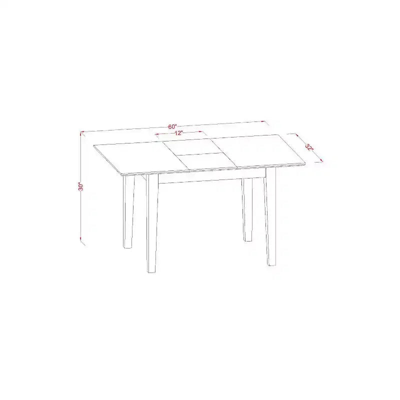 Ensemble table de salle à manger rectangulaire 3 pièces 48-60 Table avec rallonge et 2 chaises en bois - HomeStock