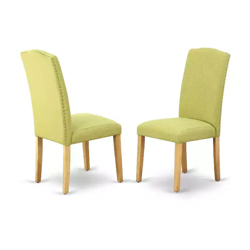 Ensemble repas néoclassique - Table carrée 5 pièces et chaises Parson - Tissu lin pieds chêne - 36 pouces