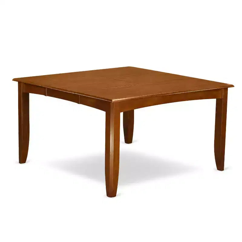 Table à manger HomeStock carrée 5 pièces avec plateau en bois massif et 4 chaises, finition marron selle