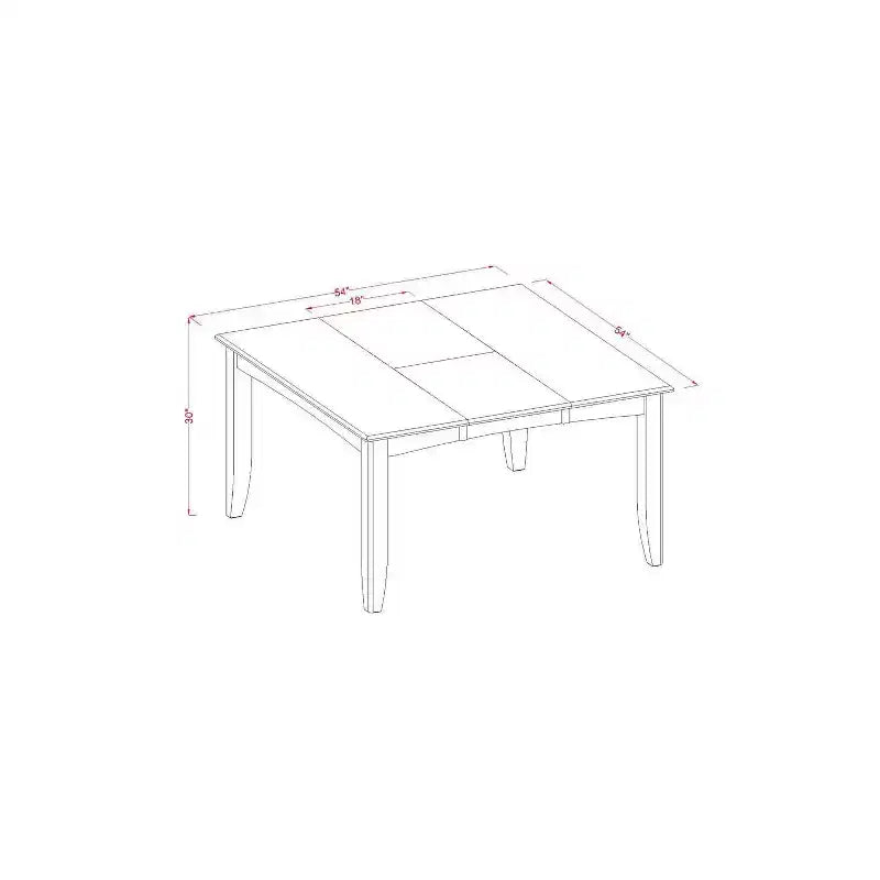 Table à manger HomeStock carrée 5 pièces avec plateau en bois massif et 4 chaises, finition marron selle