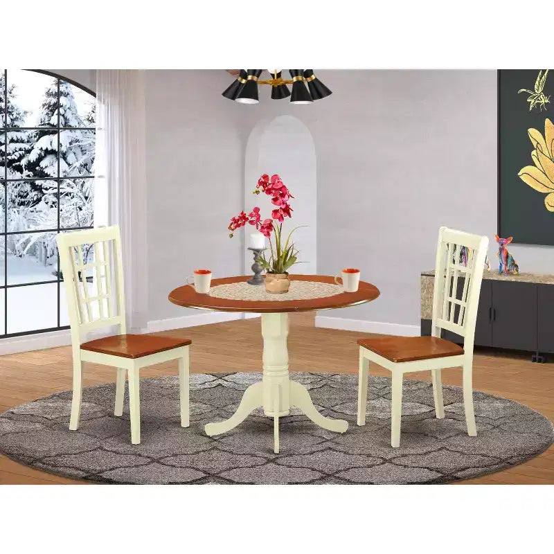 Ensemble Table et Chaises Rétro - 2 Chaises en Bois - Table de Cuisine pour Petits Espaces - Revival