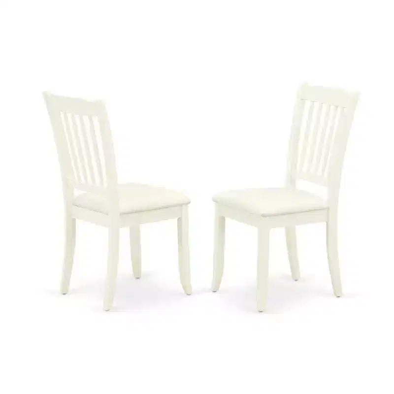 HomeStock Ensemble de salle à manger 5 pièces avec table ronde plateau bois massif finition Blanc cassé et Merisier et 4 chaises à dossier ajouré