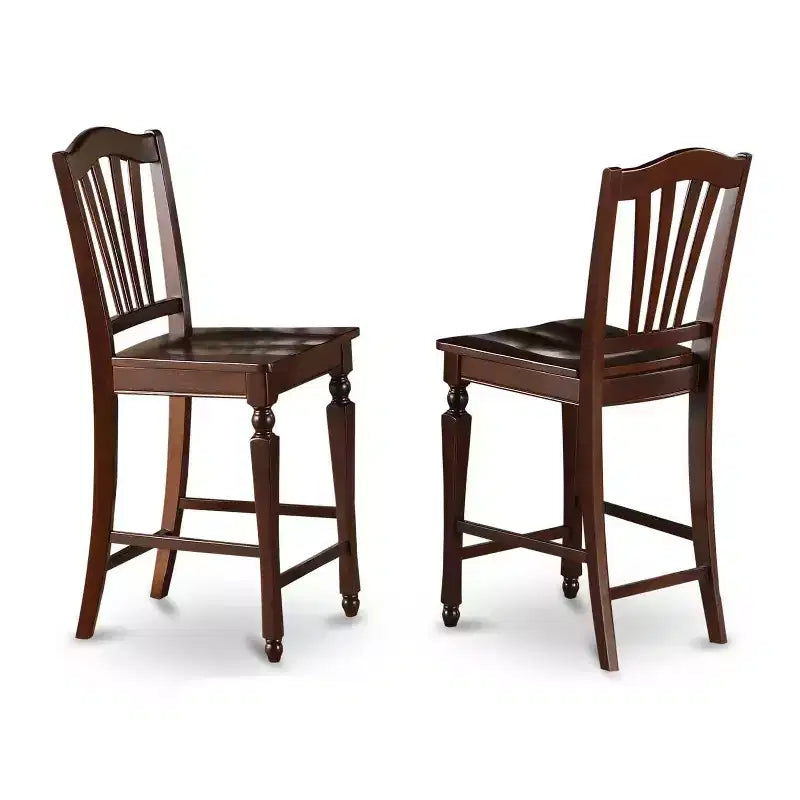 Ensemble de Pub Hauteur Comptoir - Table et Chaises Style Asiatique 3 Pièces - Ensemble Salle à Manger pour Petits Espaces - Acajou 36x36 Pouces