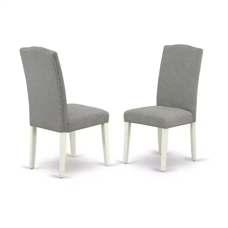 Table de salle à manger rectangulaire 7 pièces en bois massif finition chêne naturel avec 6 chaises Parson