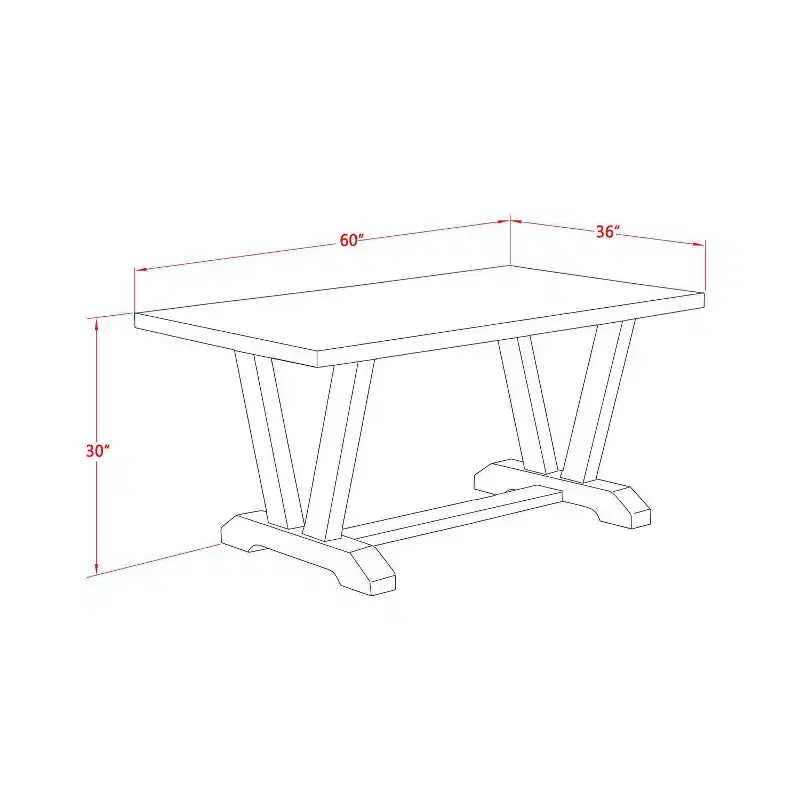 Table de salle à manger rectangulaire 7 pièces en bois massif finition chêne naturel avec 6 chaises Parson