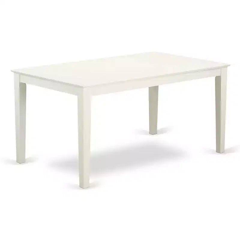 Ensemble de salle à manger du milieu du siècle - Table rectangulaire 7 pièces et 6 chaises - Finition blanche