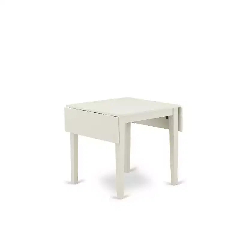 Ensemble de salle à manger rectangulaire rembourré 5 pièces en bois massif finition lin blanc (4 places)