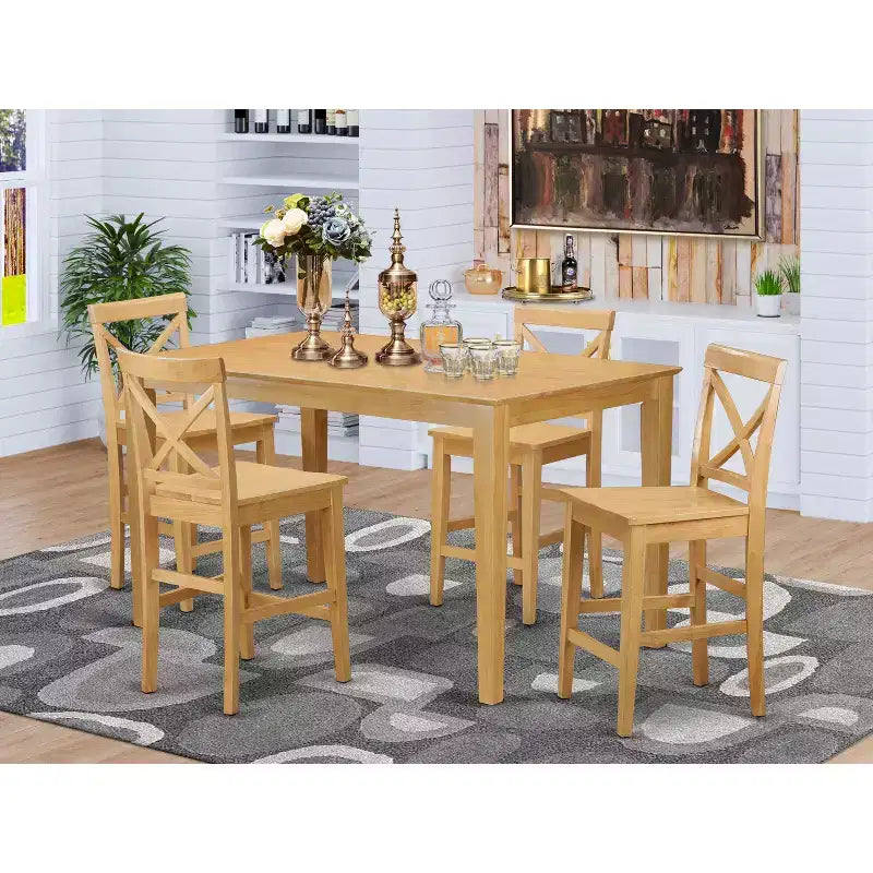 Ensemble de salle à manger hauteur comptoir – Table de pub et tabourets de bar avec dossiers – Ensemble de cuisine moderne